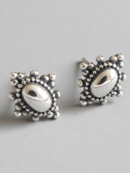 DAKA S925 pure silver simple retro geometric ethnic female Earrings 0
