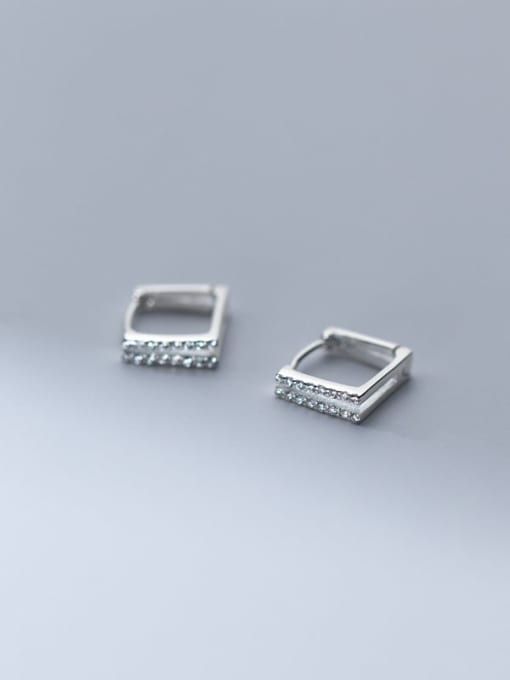 Rosh 925 Sterling Silver Cubic Zirconia Geometric Minimalist Huggie Earring 1