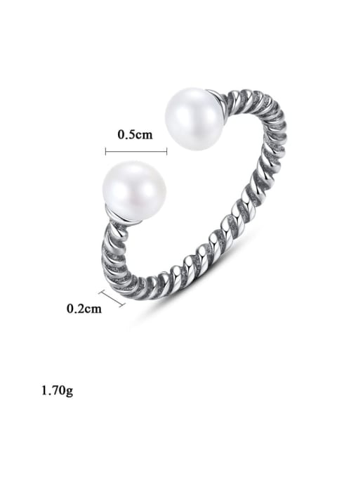 CCUI 925 Sterling Silver Vintage thread twist  Freshwater Pearl  free size MIDI ring 2
