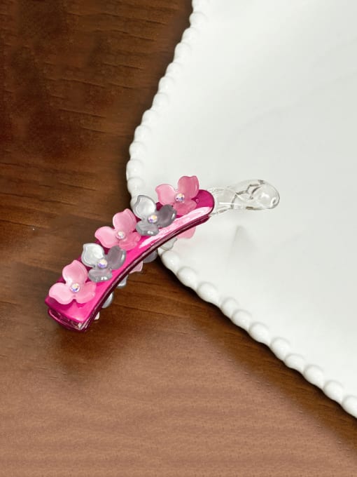 Rose red 11cm Cellulose Acetate Flower Alloy Multi Color Hair Barrette