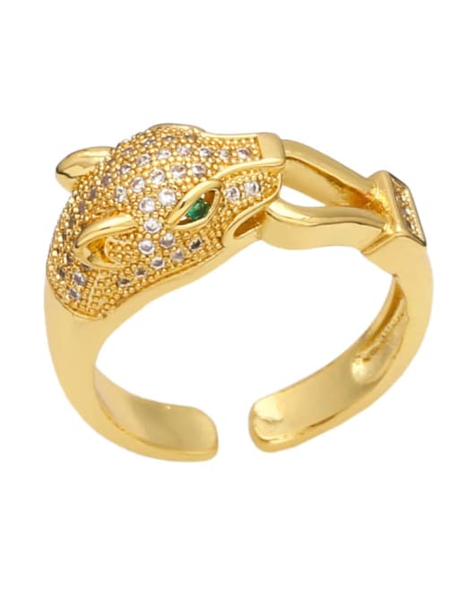 CC Brass Cubic Zirconia Leopard Vintage Band Ring 1