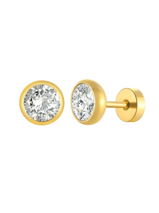 golden Titanium Steel Rhinestone Geometric Minimalist Stud Earring