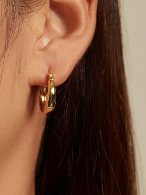 Jare Brass Geometric Minimalist Huggie Earring 2