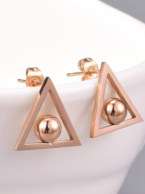 A TEEM Titanium Steel Bead Triangle Minimalist Stud Earring 4