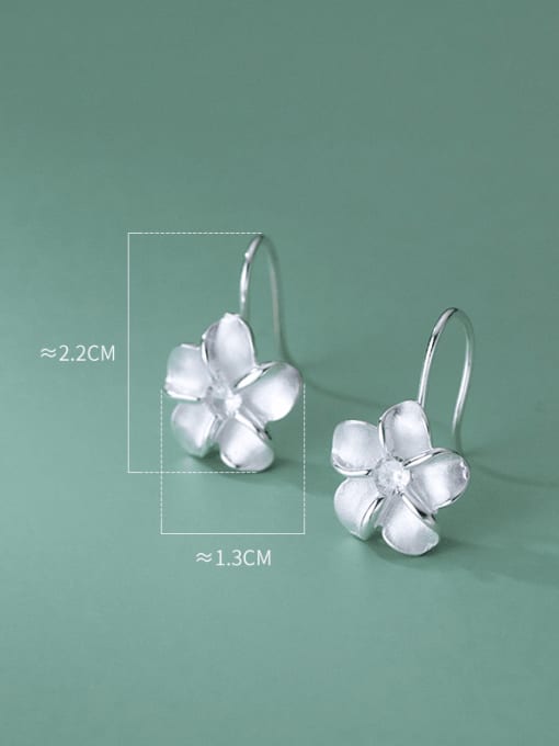 Rosh 925 Sterling Silver Flower Minimalist Hook Earring 3