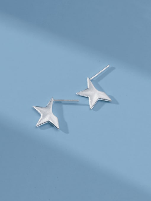 Silver 925 Sterling Silver Star Minimalist Drop Earring