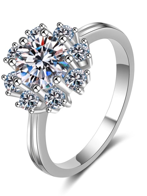 MOISS Sterling Silver Moissanite Flower Dainty Solitaire Engagement Rings 3