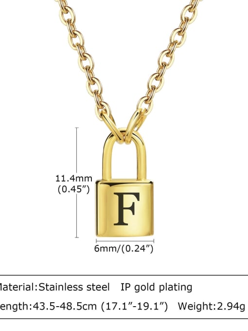 F letter 43.5 +5CM Stainless steel Letter Hip Hop Necklace