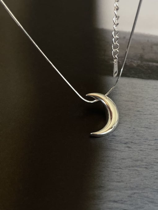 Boomer Cat 925 Sterling Silver Moon Minimalist Necklace 2