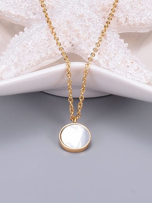 A TEEM Titanium Shell White Round Minimalist Choker Necklace 0