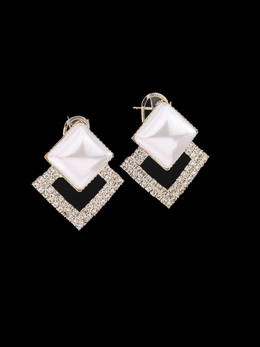 white Brass Cubic Zirconia Geometric Luxury Earring