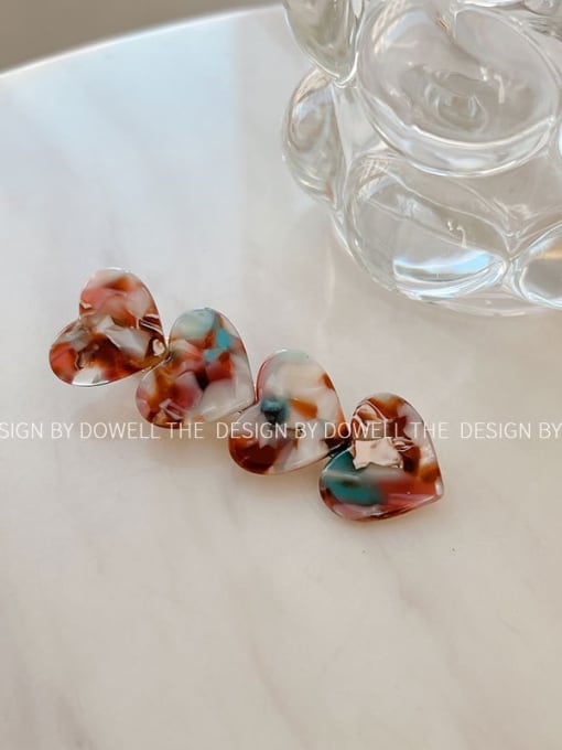 Colorful red 6.8cm Cellulose Acetate Trend Heart Alloy Multi Color Jaw Hair Claw
