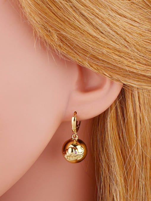 CC Brass Cubic Zirconia Ball Vintage Huggie Earring 3