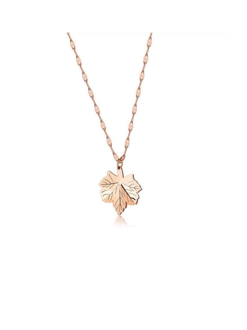 1564- Necklace Titanium Leaf Minimalist Necklaces