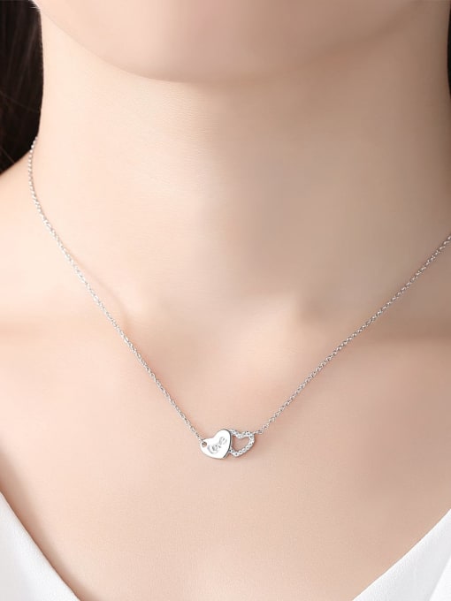 CCUI 925 Sterling Silver Rhinestone small fresh love letter necklace 1