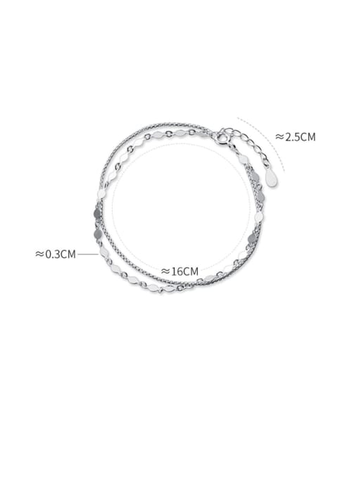 Rosh 925 Sterling Silver  Fashion Simple Round Chain Strand Bracelet 3