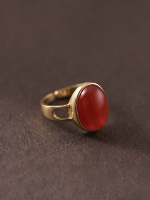gold 925 Sterling Silver Carnelian Geometric Vintage Band Ring