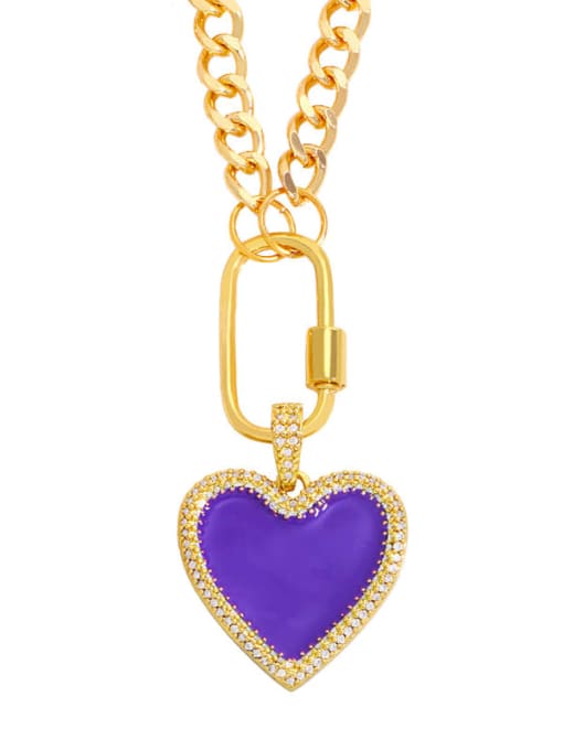 violet Brass Enamel Heart Minimalist Necklace