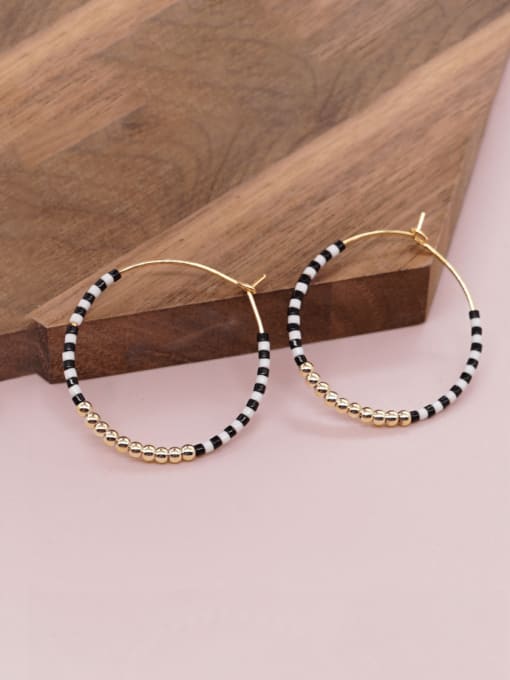 Roxi Zinc Alloy Miyuki Millet Bead Geometric Bohemia Hoop Earring 2