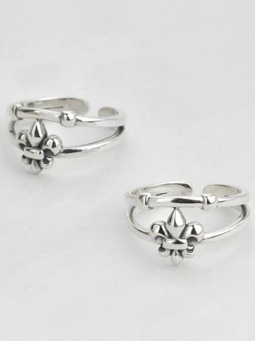 SHUI Vintage Sterling Silver With Platinum Plated Simplistic Cross Free Size Rings 4