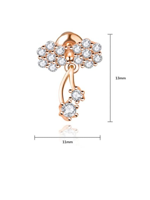 BLING SU Copper Rhinestone Flower Dainty Drop Earring 1