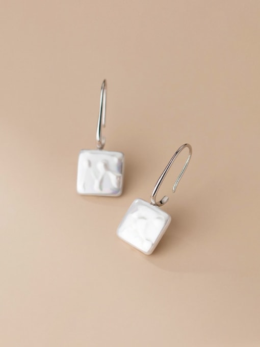 Rosh 925 Sterling Silver Acrylic Square Minimalist Hook Earring 3