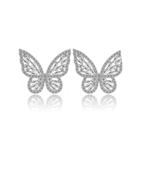 DUDU Brass Cubic Zirconia Butterfly Dainty Stud Earring 0