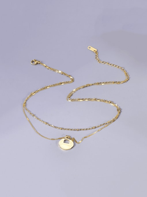 A TEEM Titanium Steel Locket Minimalist Multi Strand Necklace 0