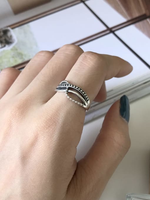 Boomer Cat 925 Sterling Silver Rope Twist  Vintage Free Size Midi Ring