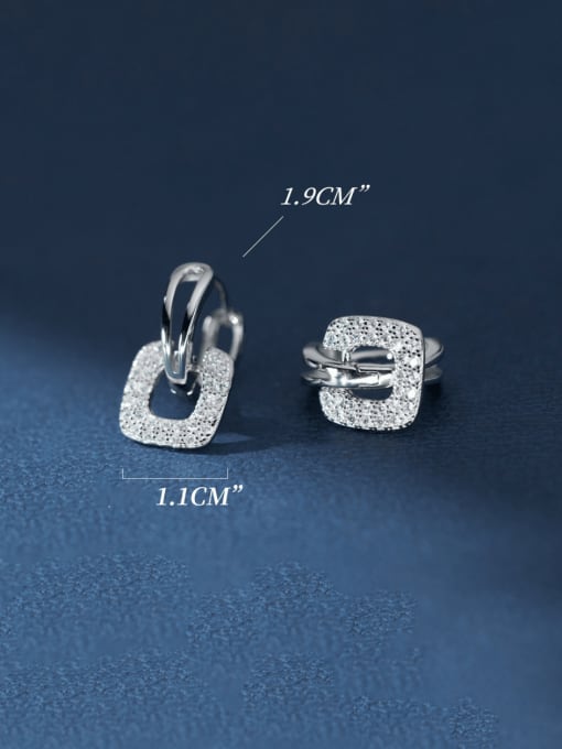 Rosh 925 Sterling Silver Cubic Zirconia Geometric Dainty Drop Earring 3