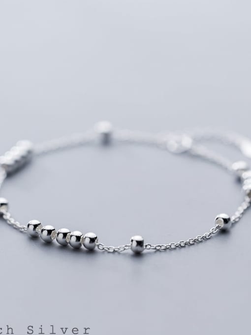 Rosh 925 Sterling Silver Round Minimalist Bead Anklet 2