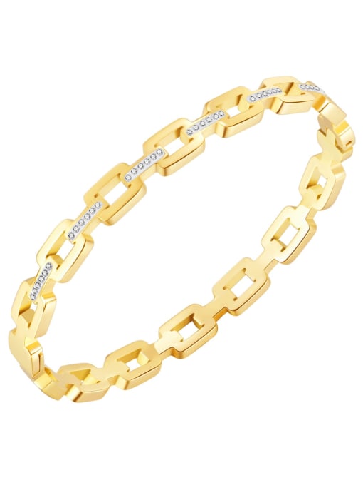 994 gold plated bracelet Titanium Steel Cubic Zirconia Geometric Minimalist Band Bangle