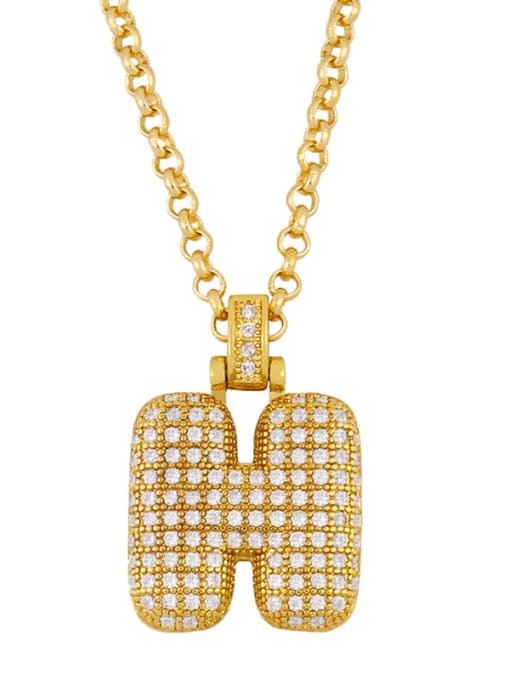 H Brass Cubic Zirconia Letter Ethnic Necklace