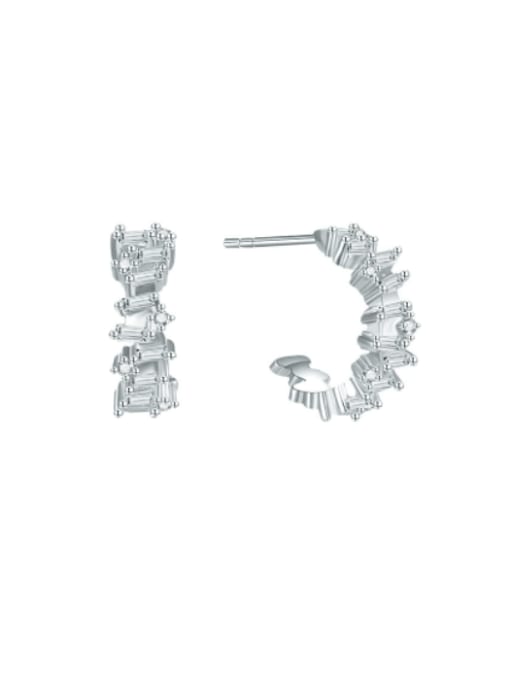 SE306 925 Sterling Silver Cubic Zirconia Geometric Minimalist Stud Earring