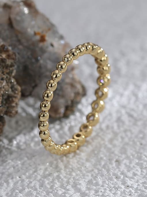 CHARME Brass Rhinestone Minimalist Bead Band Ring 2