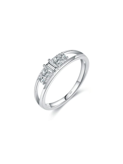 S925 Sterling Silver 925 Sterling Silver Cubic Zirconia Dainty Double Layer Line Band Ring