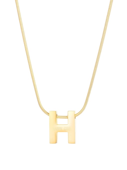 1769 gold Titanium Steel  Minimalist Letter H Pendant  Necklace