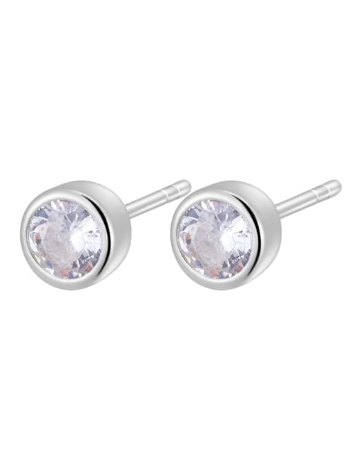 White 925 Sterling Silver Cubic Zirconia Geometric Dainty Stud Earring