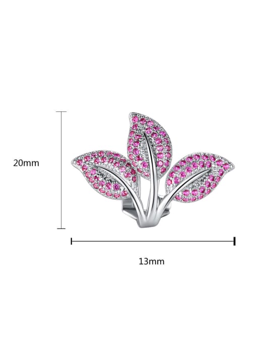 BLING SU Copper Cubic Zirconia Leaf Dainty Clip Earring 2