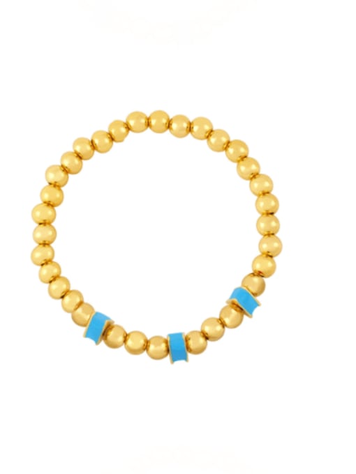 blue Brass Bead Enamel Geometric Hip Hop Beaded Bracelet