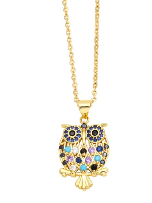 CC Brass Cubic Zirconia Owl Vintage Necklace 1