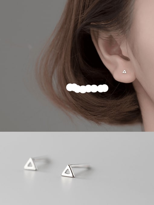 triangle Silver 925 Sterling Silver  Hollow Geometric Minimalist Earring