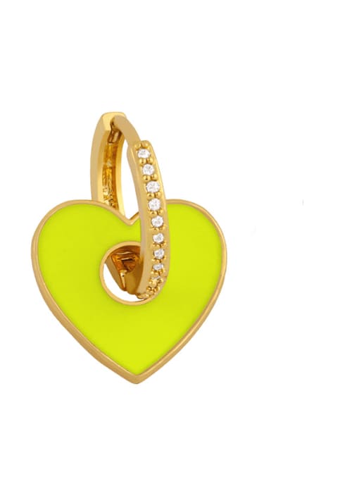 yellow Brass Enamel Heart Minimalist Drop Earring