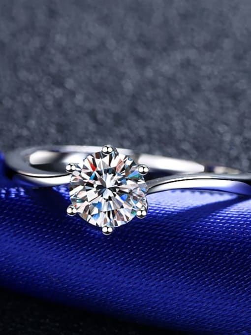 MOISS Sterling Silver Moissanite White  Dainty Engagement Rings 2