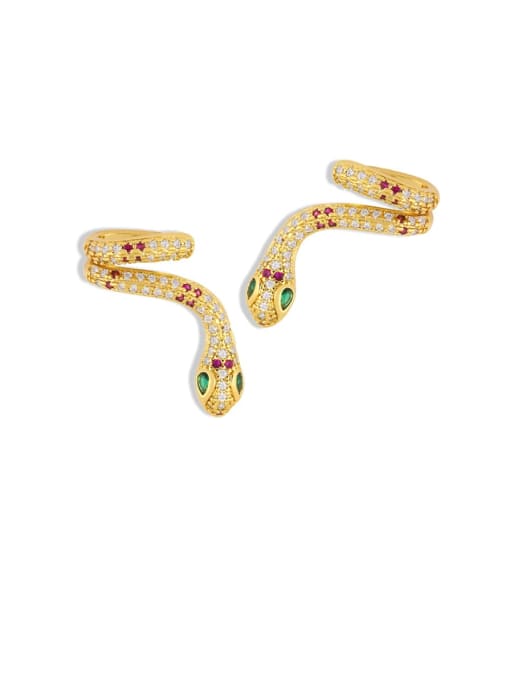 CC Brass Cubic Zirconia Snake Vintage Stud Earring 2