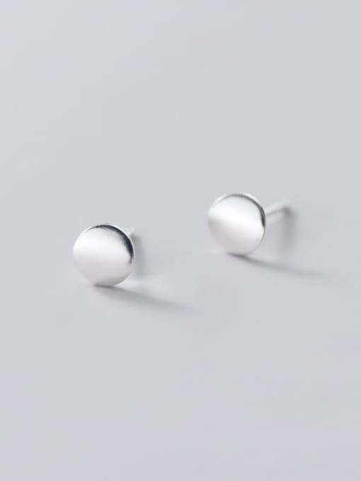 Rosh 925 Sterling Silver smooth Round Minimalist Stud Earring 1