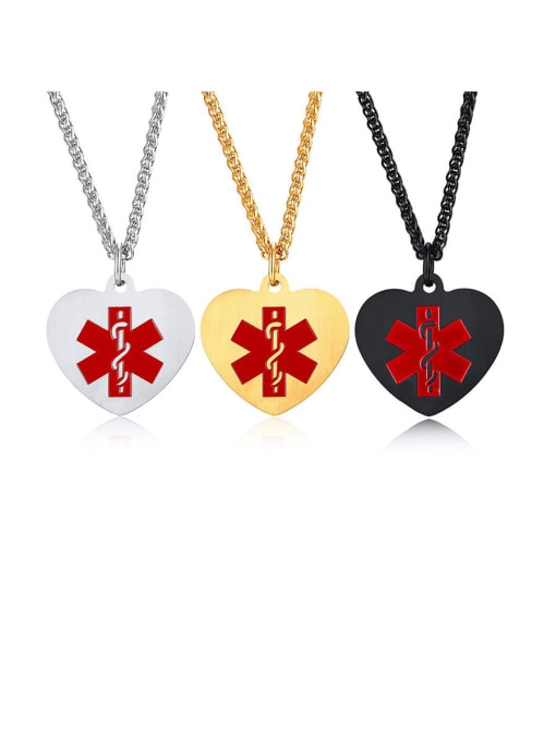 CONG Titanium Enamel Heart Minimalist Necklaces 0