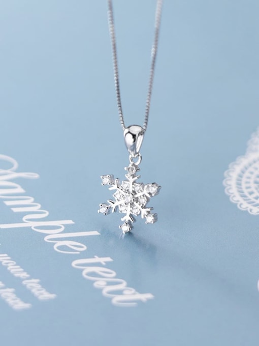 Rosh 925 Sterling Silver Simple snowflake diamond pendant(only Pendant) 0