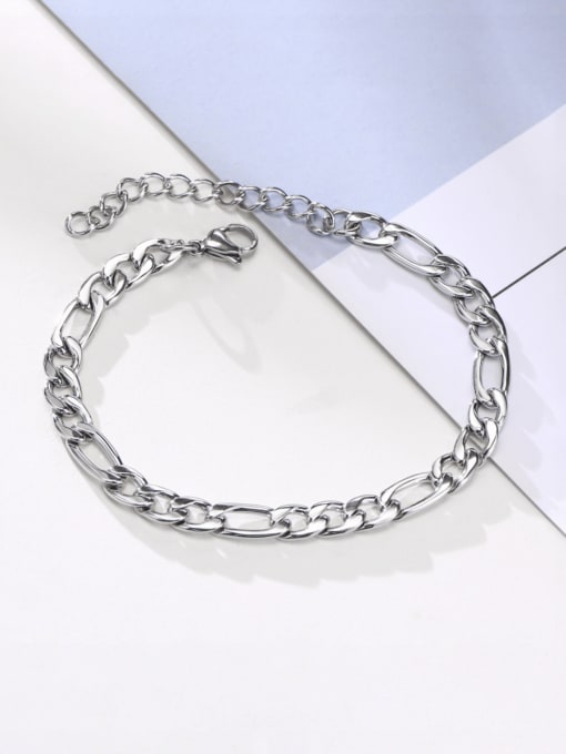 Figaro Bracelet: Steel Titanium Steel Geometric Hip Hop Link Bracelet