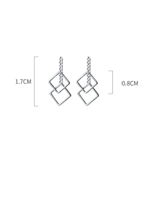 Rosh 925 Sterling Silver Hollow Square Minimalist Drop Earring 3